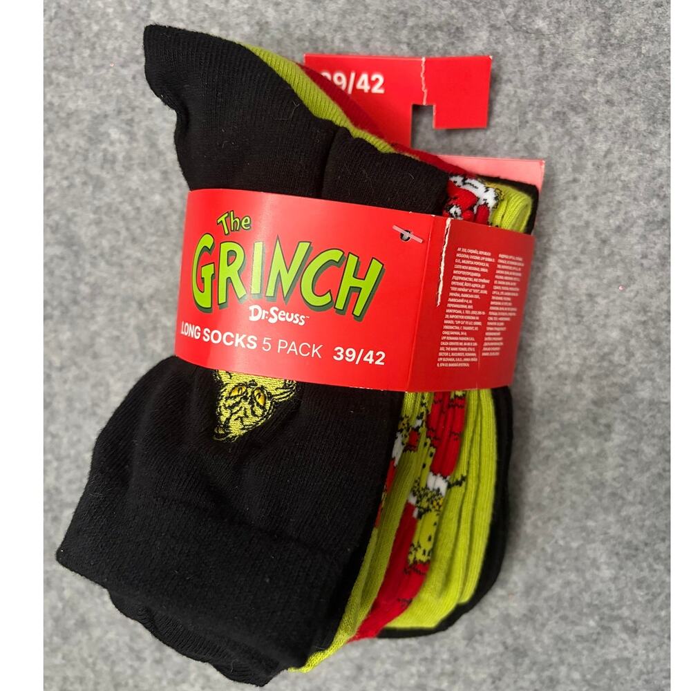 CROPP The Grinch Long Socks 5 Pack Size 39/42 Christmas NWT US W 8–11 / M 6.5–9